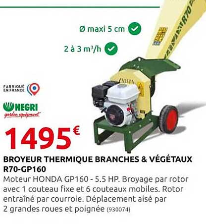 broyeur thermique branches & végétaux r70-gp160 negri