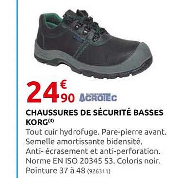 chaussures de sécurité basses korg