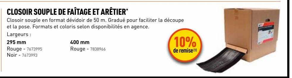 closoir souple de faîtage et arêtier