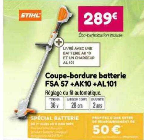coupe-bordure batterie fsa 57 + ak10 +  al101 stihl