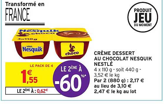 Crème Dessert Au Chocolat Nesquik Nestlé