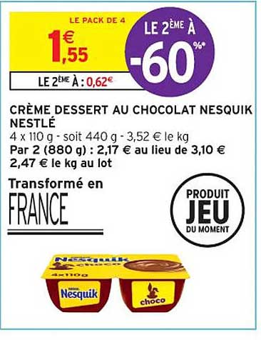 Crème Dessert Au Chocolat Nesquik Nestlé