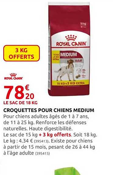 croquettes pour chiens medium royal canin