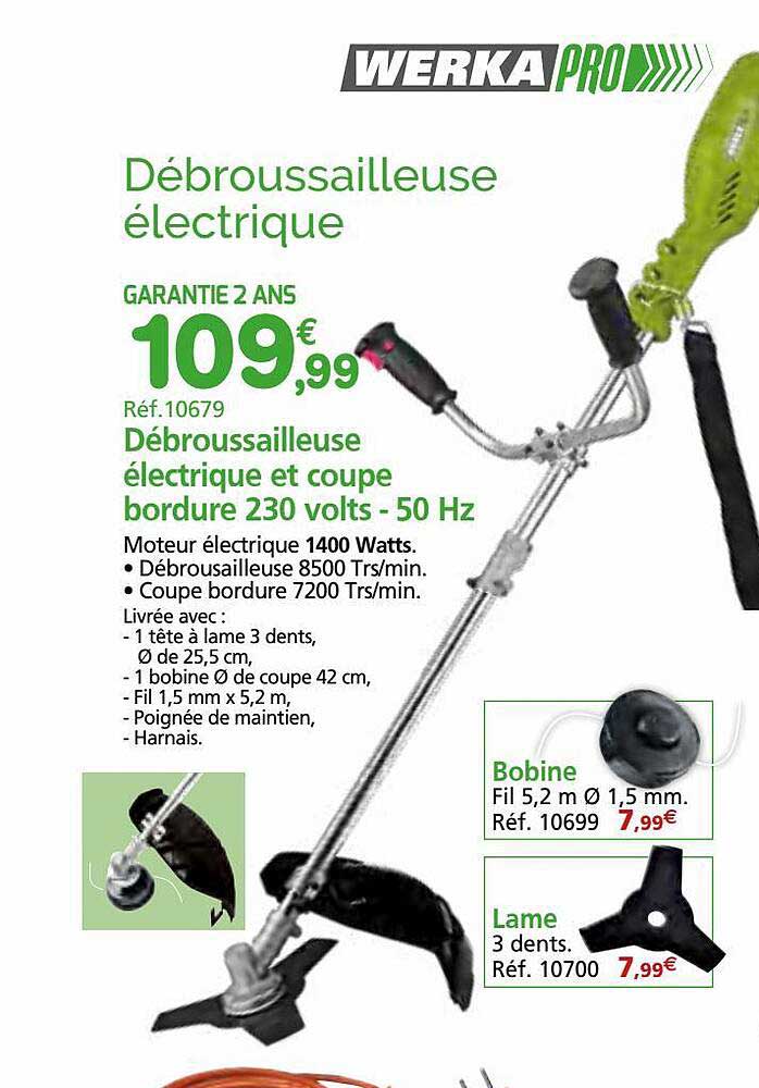 débroussailleuse électrique et coupe bordure 230 volts - 50 hz