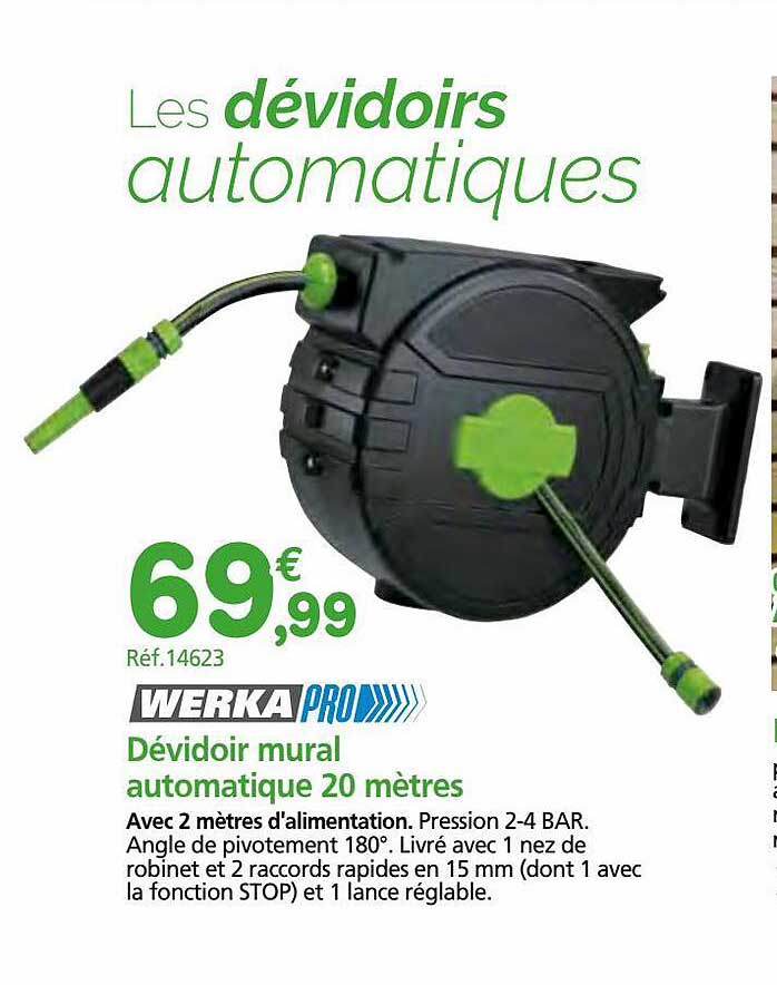 dévidoir mural automatique 20 mètres werka pro