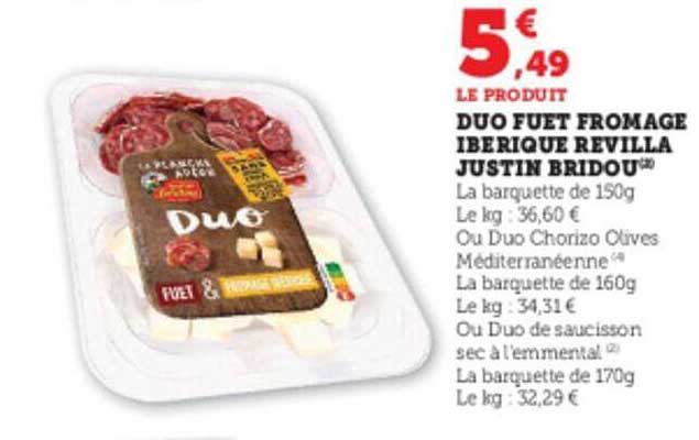 duo fuet fromage ibérique revilla justin bridou