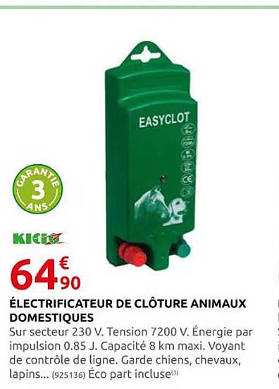 électrificateur de clôture animaux domestiques kidoz