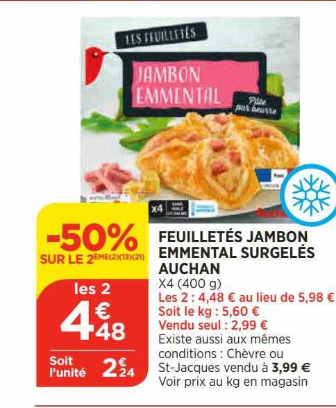 Feuilletés Jambon Emmental Surgelés Auchan
