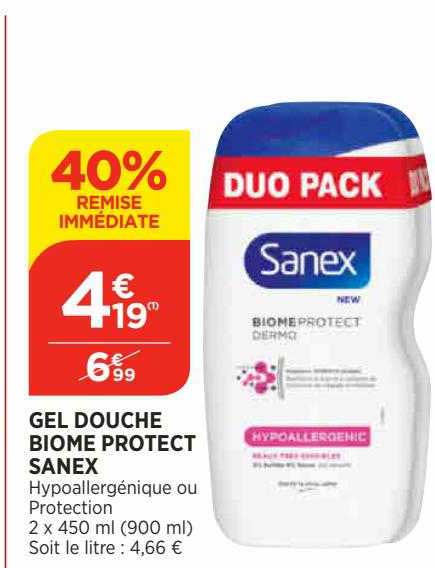 gel douche biome protect sanex