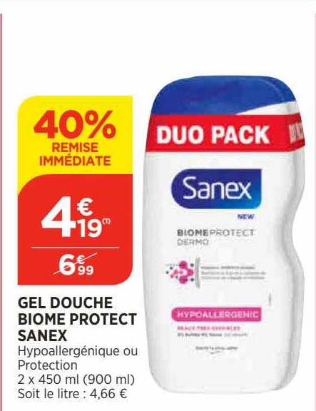 gel douche biome protect sanex
