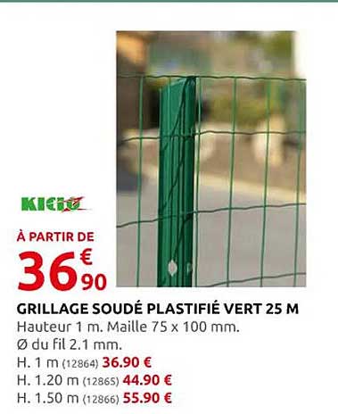 grillage soudé plastifié vert 25 m kidoz
