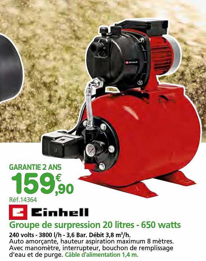 groupe de surpression 20 litres - 650 watts einhell
