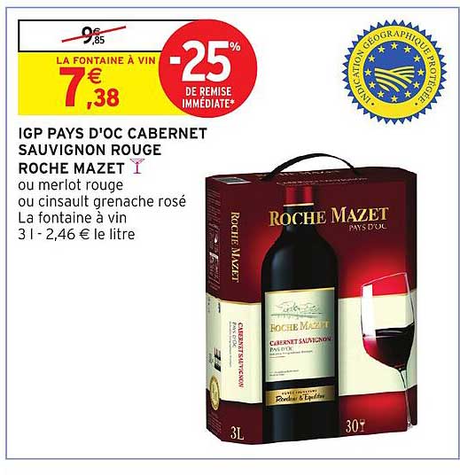 igp pays d'oc cabernet sauvignon rouge roche mazet