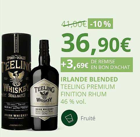 irlande blended teeling premium finition rhum 46% vol.