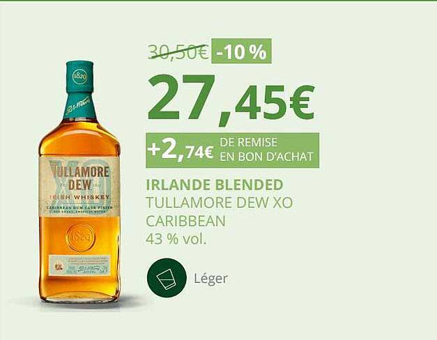 irlande blended tullamore dew xo caribbean 43% vol.