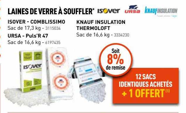 laines de verre à souffler isover, ursa, knauf insulation