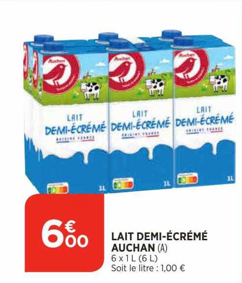 lait demi-écrémé auchan