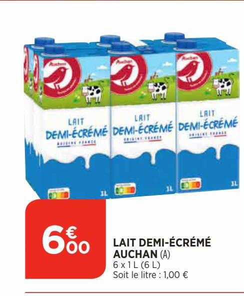 lait demi-écrémé auchan