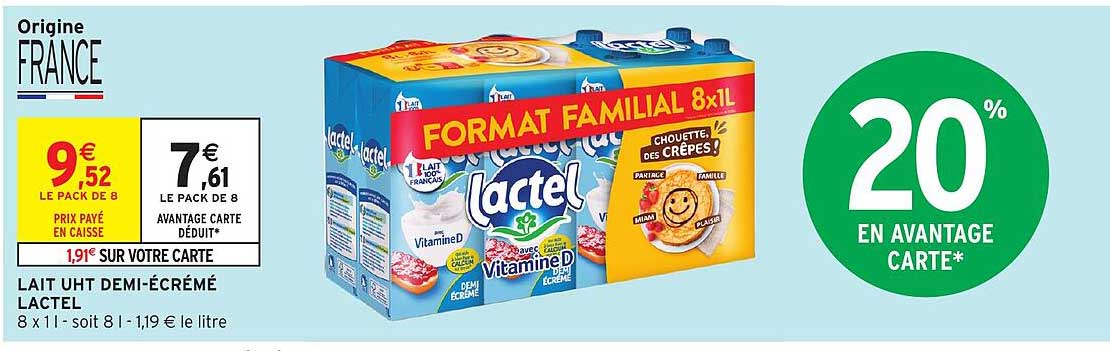 lait uht demi-écrémé lactel