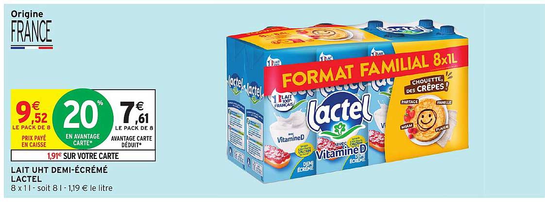 lait uht demi-écrémé lactel