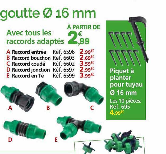 les raccords adaptés, piquet à planter pour tuyau ø 16 mm