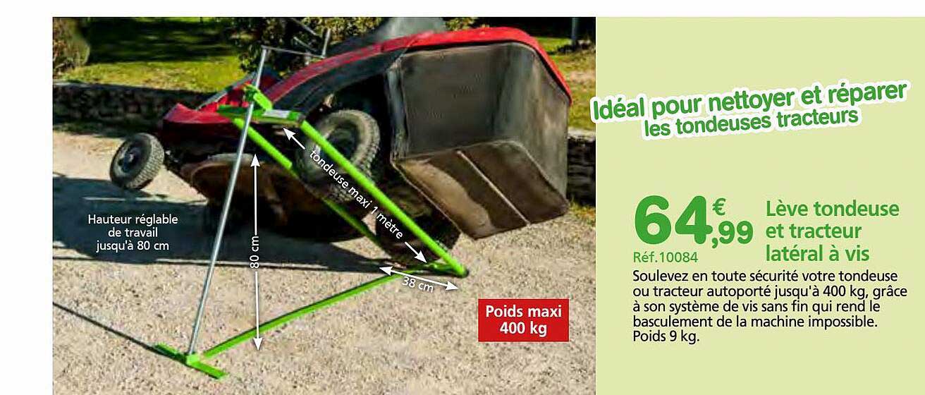 lève tondeuse et tracteur latéral à vis