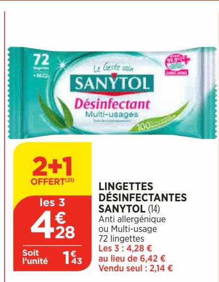 Lingettes Désinfectantes Sanytol