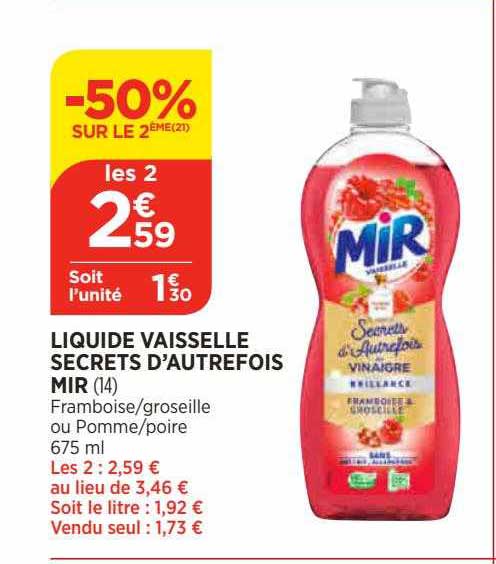 liquide vaisselle secrets d'autrefois mir