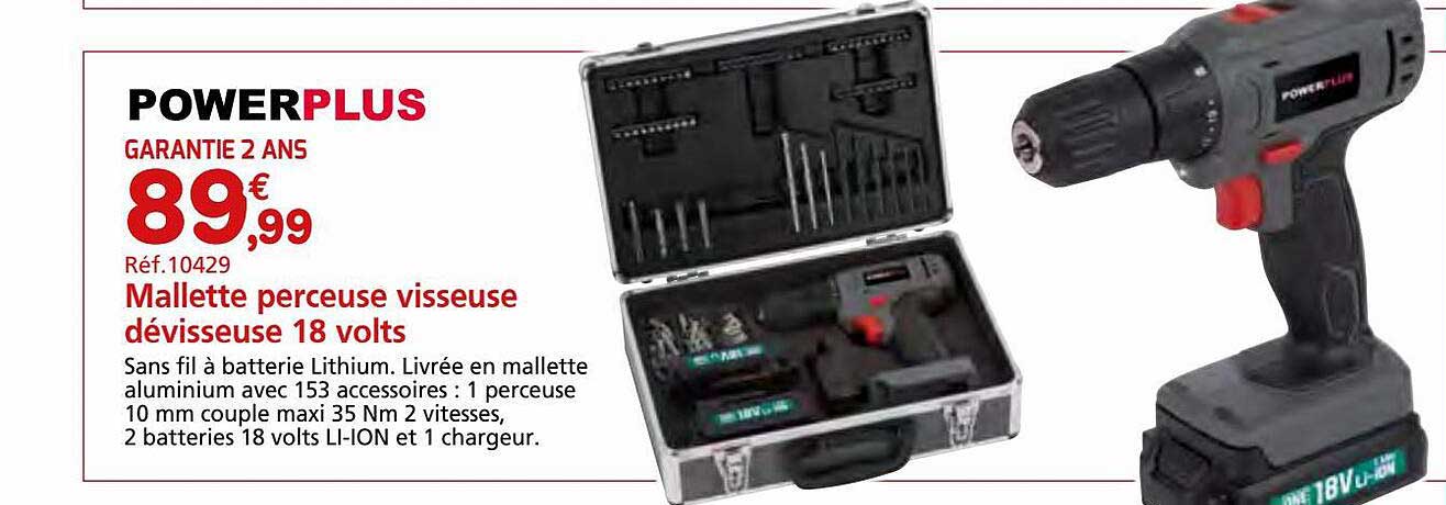 mallette perceuse visseuse dévisseuse 18 volts powerplus