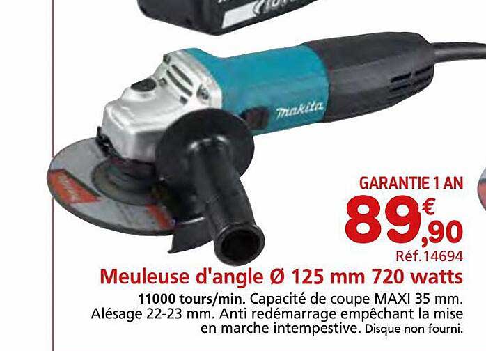 meuleuse d'angle ø 125 mm 720 watts makita
