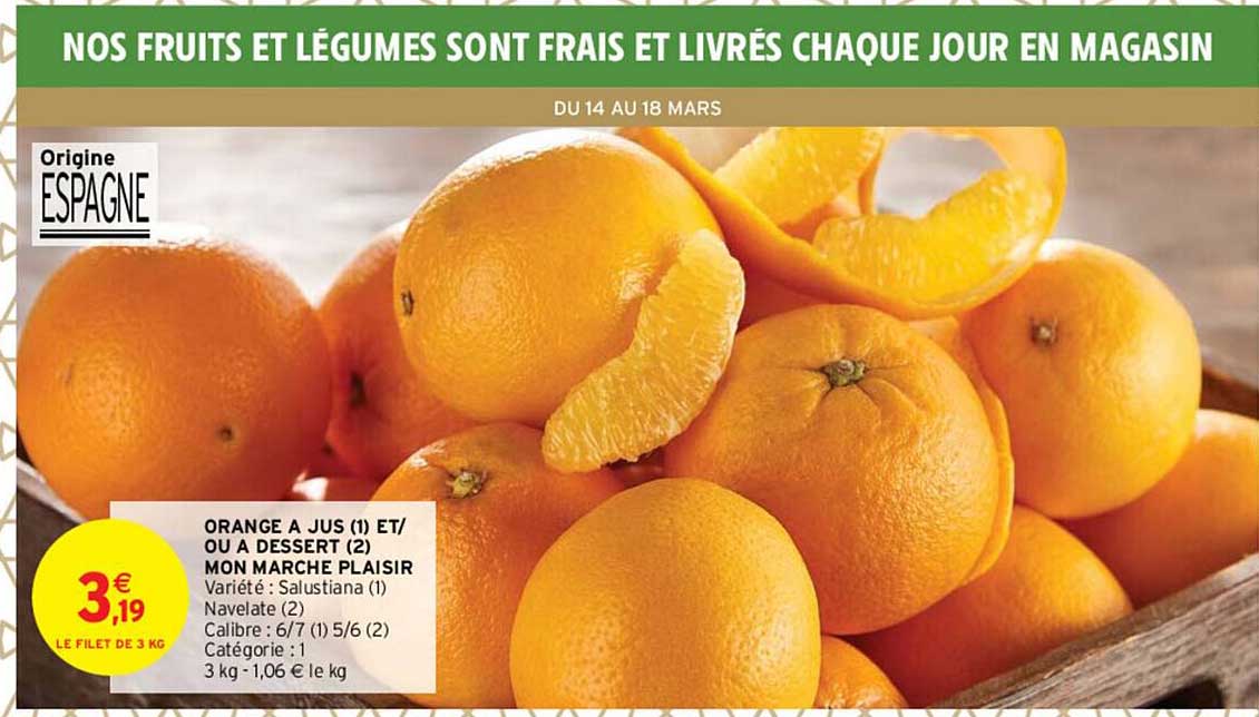 orange à jus et-ou à dessert mon marché plaisir