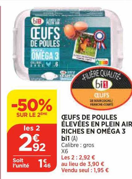 œufs de poules élevées en plein air riches en oméga 3 bi1