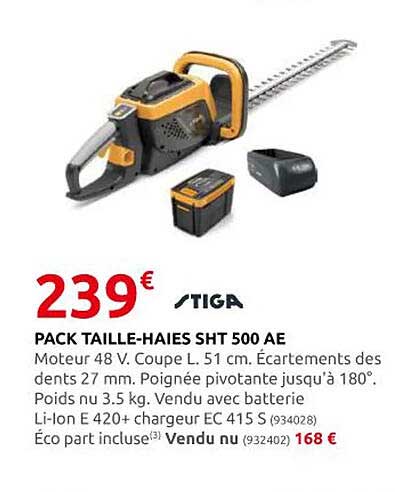 pack taille-haies sht 500 ae stiga