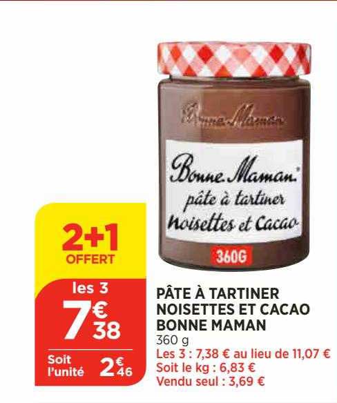 pâte à tartiner noisettes et cacao bonne maman