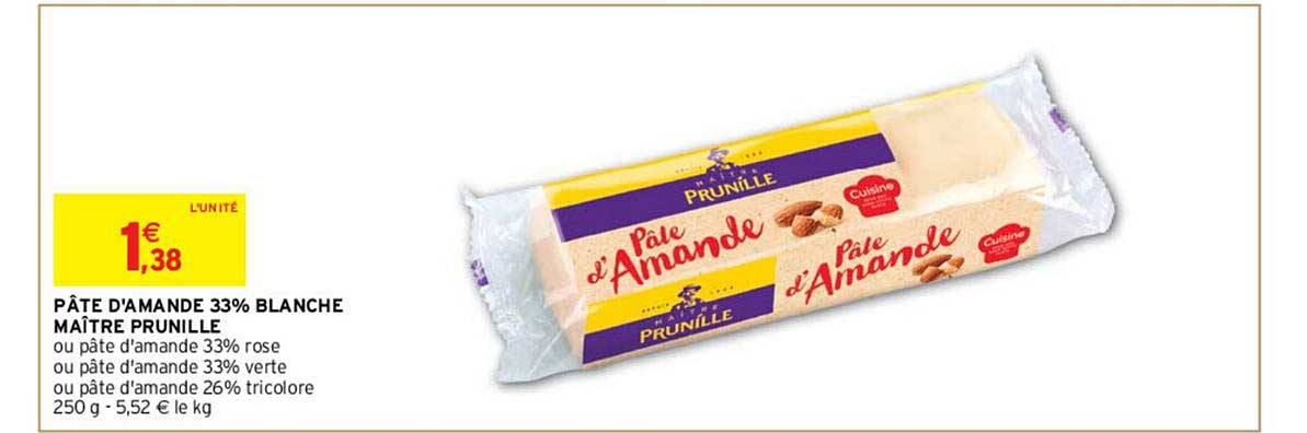 pâte d'amande 33% blanche maître prunille