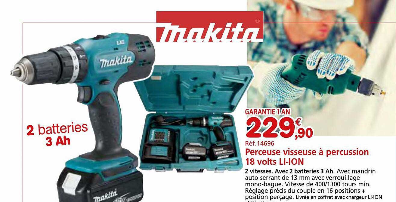 perceuse visseuse à percussion 18 volts li-ion makita