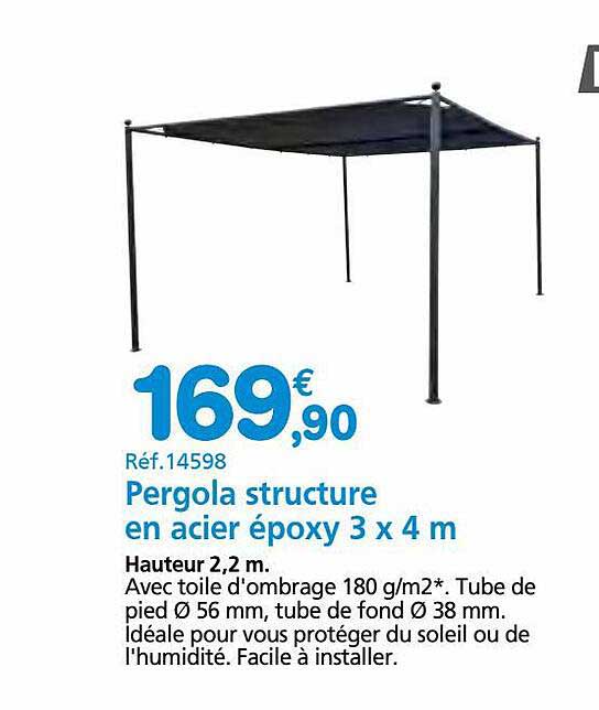 pergola structure en acier époxy 3 x 4 m