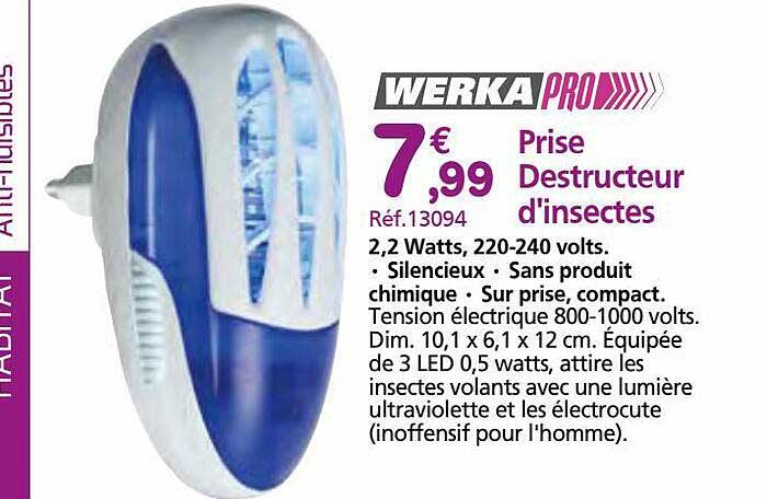 prise destructeur d'insectes werka pro