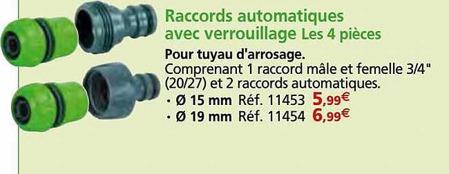 raccords automatiques avec verrouillage les 4 pièces