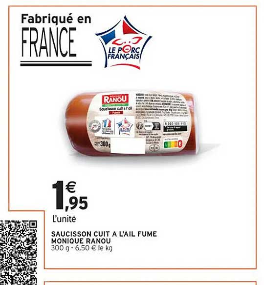 saucisson cuit à l'ail fumé monique ranou