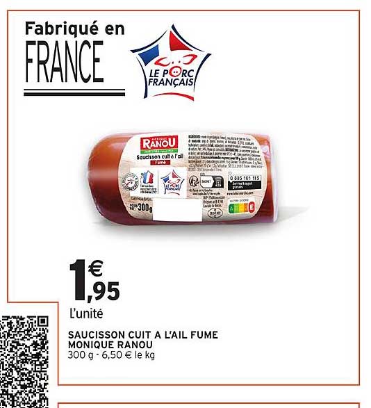 saucisson cuit à l'ail fumé monique ranou