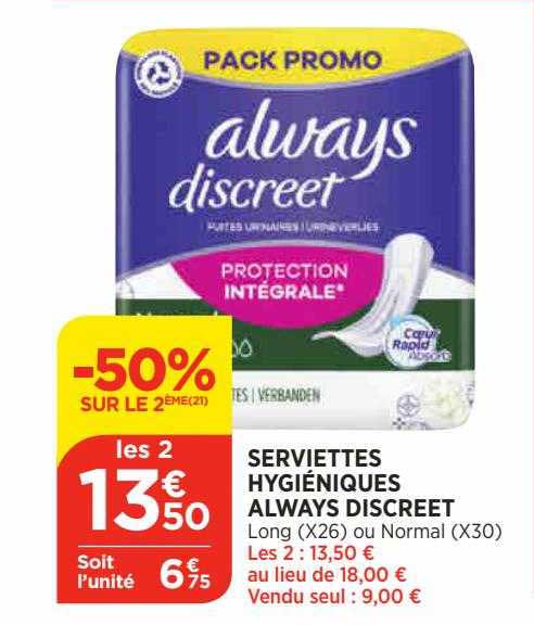 serviettes hygiéniques always discreet