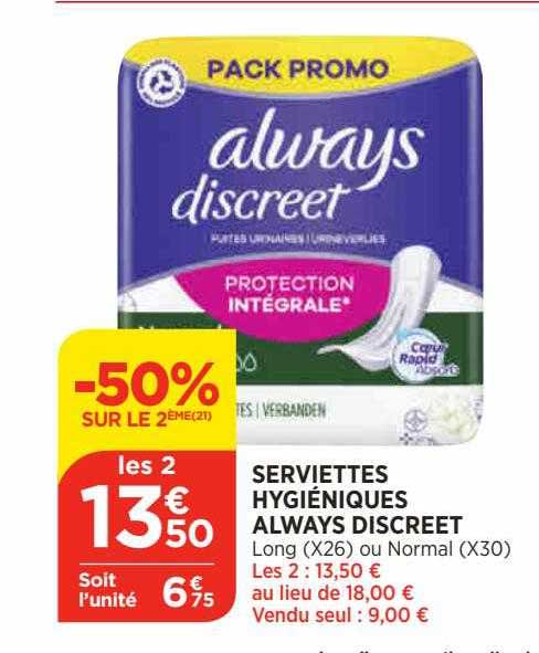 serviettes hygiéniques always discreet