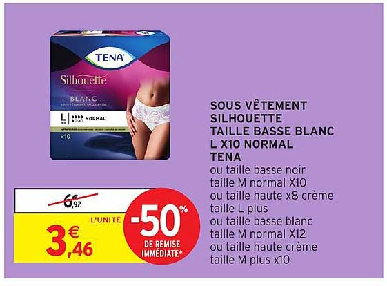 Sous Vêtement Silhouette Taille Basse Blanc L X 10 Normal Tena