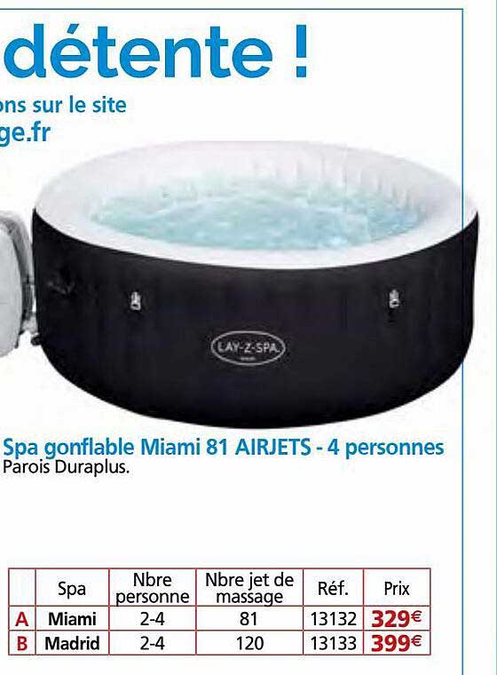 spa gonflable miami 81 airjets - 4 personnes lay-z-spa