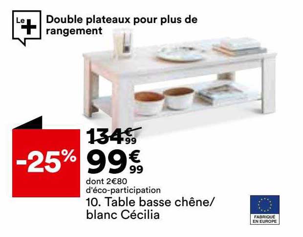 table basse chêne-blanc cécilia