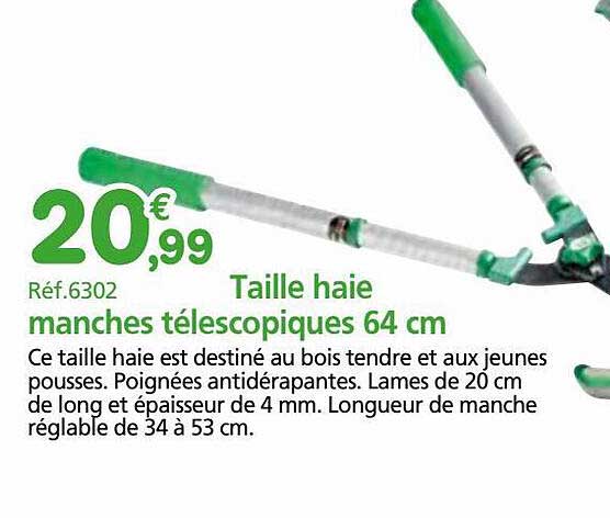 taille haie manches télescopiques 64 cm
