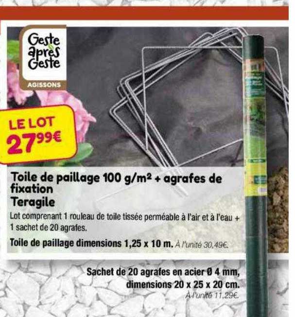 toile de paillage 100 g-m² + ografes de fixation teragile
