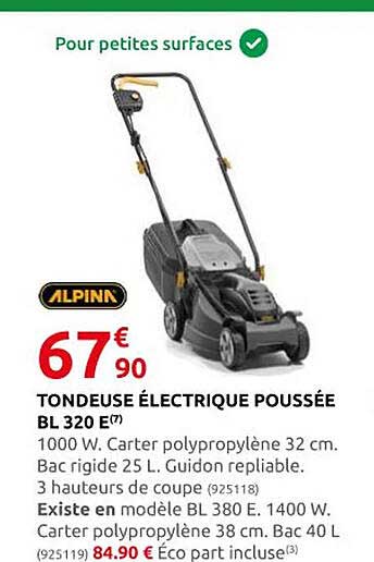tondeuse électrique poussée bl 320 e alpina