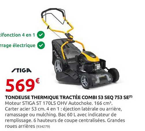 tondeuse thermique tractée combi 53 seq 753 se stiga